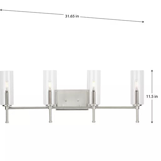Progress Lighting 94300359009 Elara 4 Light 60W Bath And Vanity Light Candelabra Base Brushed Nickel (P300359-009)