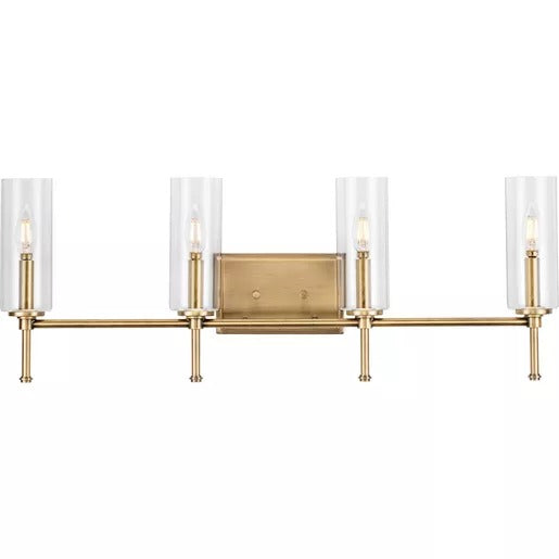 Progress Lighting 94300359163 Elara 4 Light 60W Bath And Vanity Light Candelabra Base Vintage Brass (P300359-163)