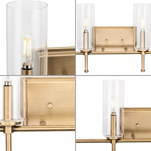 Progress Lighting 94300359163 Elara 4 Light 60W Bath And Vanity Light Candelabra Base Vintage Brass (P300359-163)