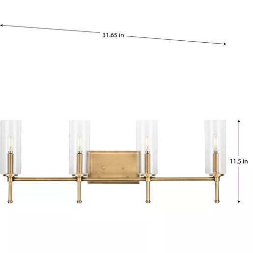 Progress Lighting 94300359163 Elara 4 Light 60W Bath And Vanity Light Candelabra Base Vintage Brass (P300359-163)