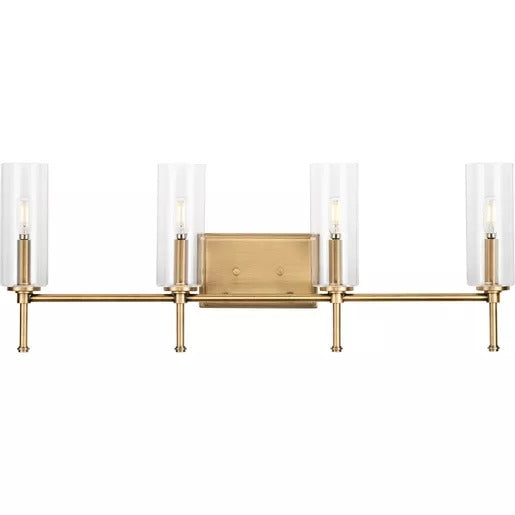 Progress Lighting 94300359163 Elara 4 Light 60W Bath And Vanity Light Candelabra Base Vintage Brass (P300359-163)