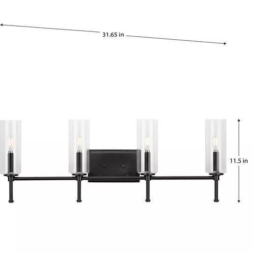 Progress Lighting 9430035931M Elara 4 Light 60W Bath And Vanity Light Candelabra Base Matte Black (P300359-31M)