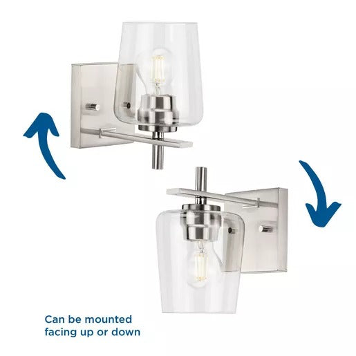Progress Lighting 94300360009 Calais 1 Light 60W Bath And Vanity Light Medium Base Brushed Nickel (P300360-009)