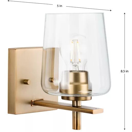 Progress Lighting 94300360163 Calais 1 Light 60W Bath And Vanity Light Medium Base Vintage Brass (P300360-163)