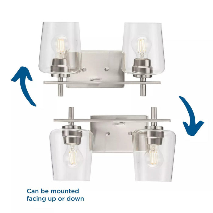 Progress Lighting 94300361009 Calais 2 Light 60W Bath And Vanity Light Medium Base Brushed Nickel (P300361-009)