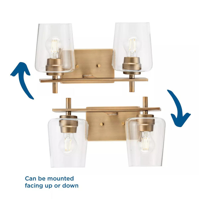 Progress Lighting 94300361163 Calais 2 Light 60W Bath And Vanity Light Medium Base Vintage Brass (P300361-163)