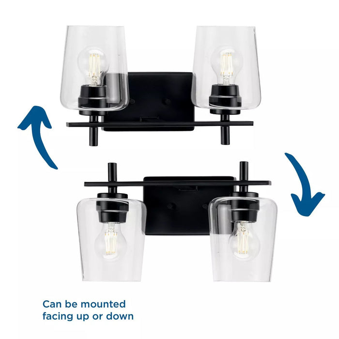 Progress Lighting 9430036131M Calais 2 Light 60W Bath And Vanity Light Medium Base Matte Black (P300361-31M)
