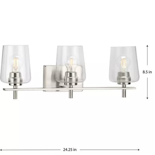 Progress Lighting 94300362009 Calais 3 Light 60W Bath And Vanity Light Medium Base Brushed Nickel (P300362-009)