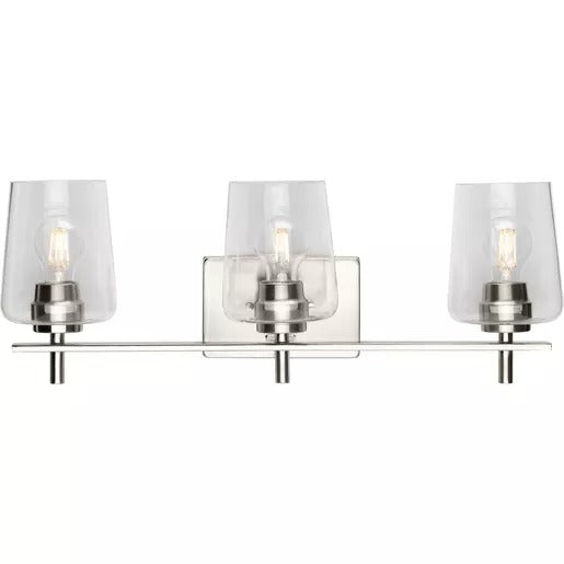 Progress Lighting 94300362009 Calais 3 Light 60W Bath And Vanity Light Medium Base Brushed Nickel (P300362-009)