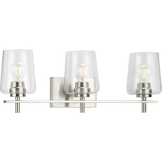 Progress Lighting 94300362009 Calais 3 Light 60W Bath And Vanity Light Medium Base Brushed Nickel (P300362-009)