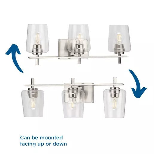 Progress Lighting 94300362009 Calais 3 Light 60W Bath And Vanity Light Medium Base Brushed Nickel (P300362-009)