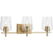 Progress Lighting 94300362163 Calais 3 Light 60W Bath And Vanity Light Medium Base Vintage Brass (P300362-163)