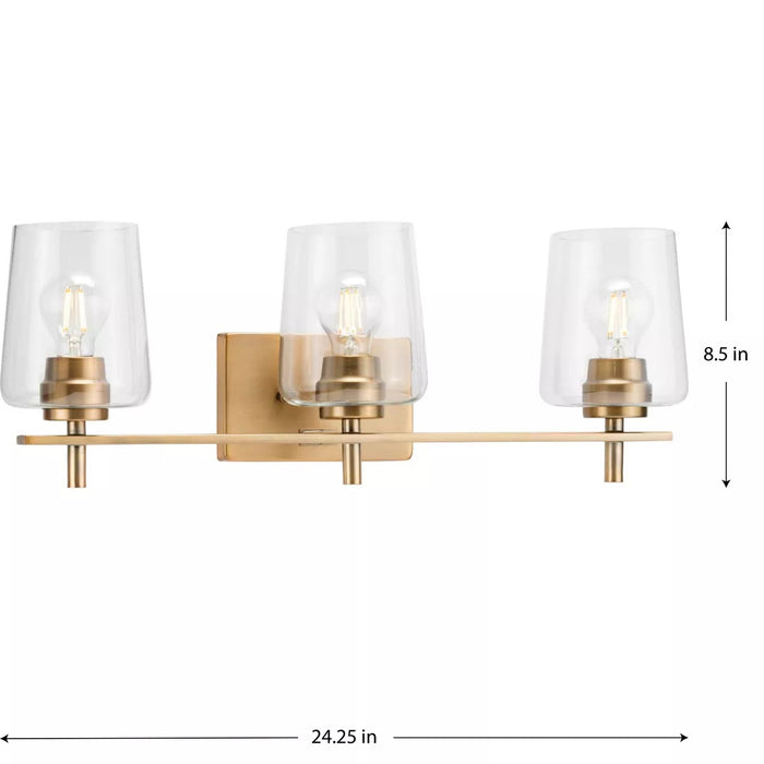 Progress Lighting 94300362163 Calais 3 Light 60W Bath And Vanity Light Medium Base Vintage Brass (P300362-163)