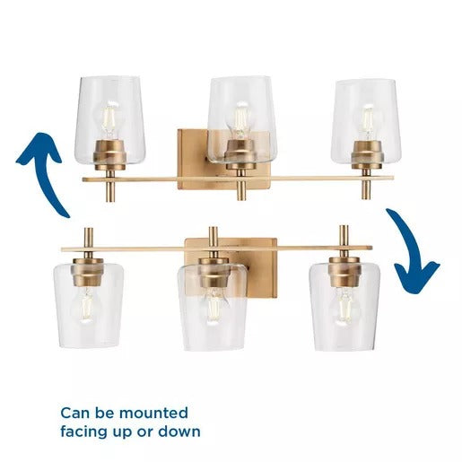 Progress Lighting 94300362163 Calais 3 Light 60W Bath And Vanity Light Medium Base Vintage Brass (P300362-163)