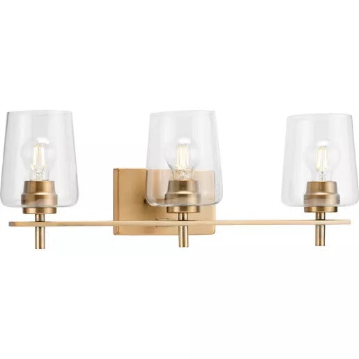 Progress Lighting 94300362163 Calais 3 Light 60W Bath And Vanity Light Medium Base Vintage Brass (P300362-163)
