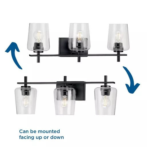 Progress Lighting 9430036231M Calais 3 Light 60W Bath And Vanity Light Medium Base Matte Black (P300362-31M)