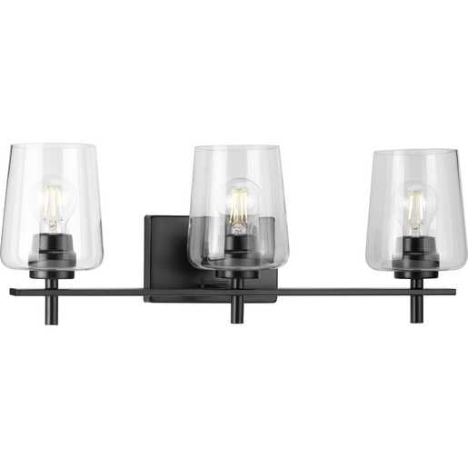Progress Lighting 9430036231M Calais 3 Light 60W Bath And Vanity Light Medium Base Matte Black (P300362-31M)