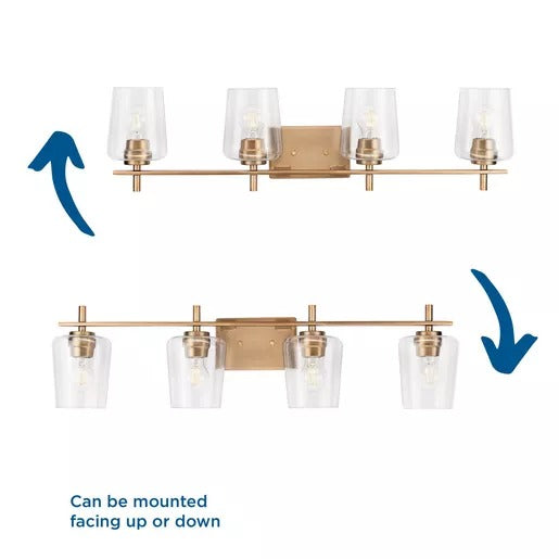 Progress Lighting 94300363163 Calais 4 Light 60W Bath And Vanity Light Medium Base Vintage Brass (P300363-163)