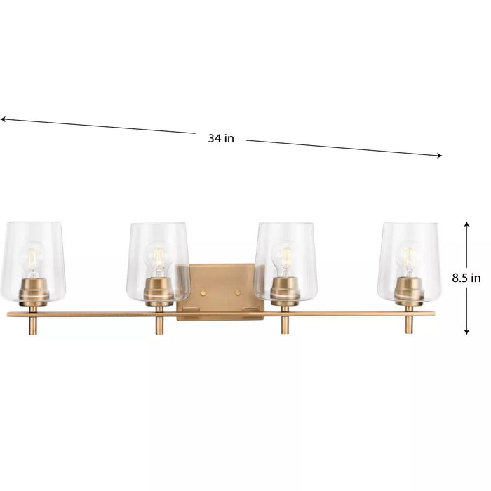 Progress Lighting 94300363163 Calais 4 Light 60W Bath And Vanity Light Medium Base Vintage Brass (P300363-163)