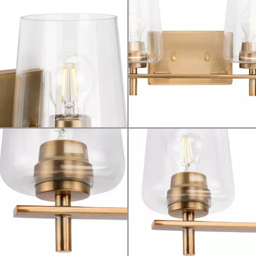 Progress Lighting 94300363163 Calais 4 Light 60W Bath And Vanity Light Medium Base Vintage Brass (P300363-163)