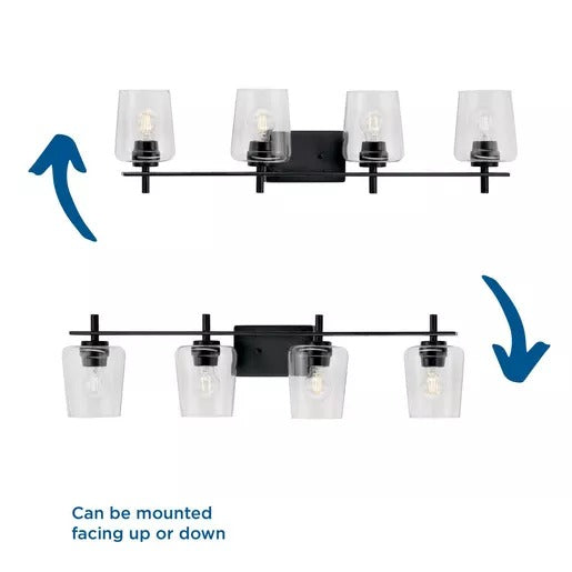 Progress Lighting 9430036331M Calais 4 Light 60W Bath And Vanity Light Medium Base Matte Black (P300363-31M)