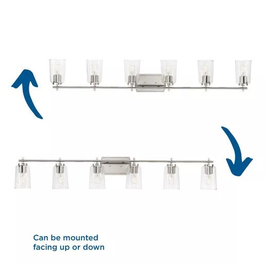 Progress Lighting 94300372009 Adley 6 Light 60W Bath And Vanity Light Medium Base Brushed Nickel (P300372-009)