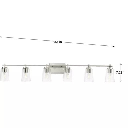 Progress Lighting 94300372009 Adley 6 Light 60W Bath And Vanity Light Medium Base Brushed Nickel (P300372-009)