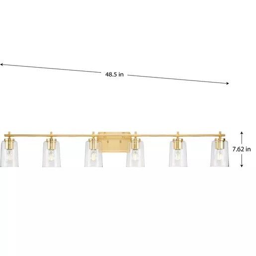 Progress Lighting 94300372012 Adley 6 Light 60W Bath And Vanity Light Medium Base Satin Brass (P300372-012)