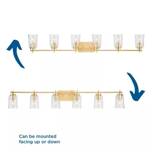 Progress Lighting 94300372012 Adley 6 Light 60W Bath And Vanity Light Medium Base Satin Brass (P300372-012)