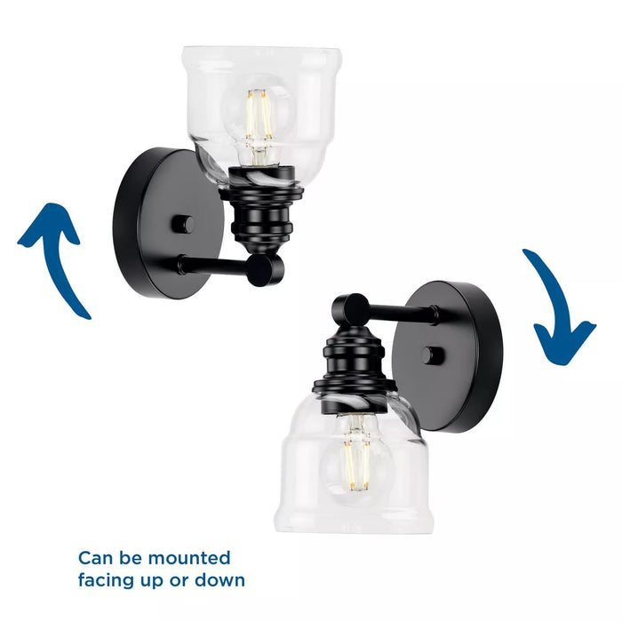 Progress Lighting 9430037331M Ambrose 1 Light 60W Bath And Vanity Light Medium Base Matte Black (P300373-31M)