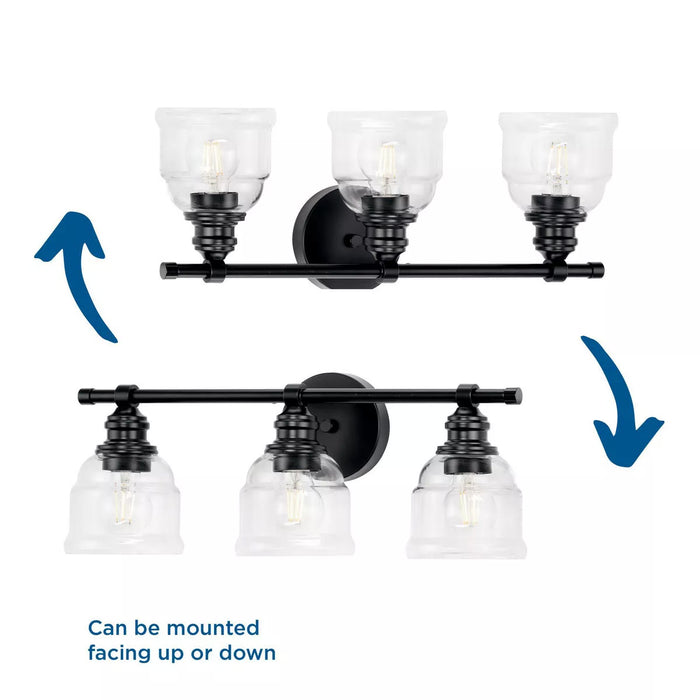 Progress Lighting 9430037531M Ambrose 3 Light 60W Bath And Vanity Light Medium Base Matte Black (P300375-31M)