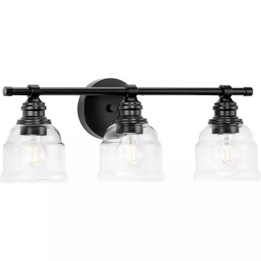 Progress Lighting 9430037531M Ambrose 3 Light 60W Bath And Vanity Light Medium Base Matte Black (P300375-31M)