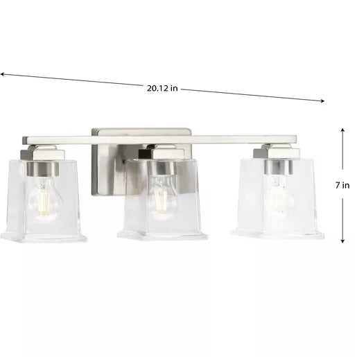 Progress Lighting 94300379009 Gilmour 3 Light 60W Bath And Vanity Light Medium Base Brushed Nickel (P300379-009)