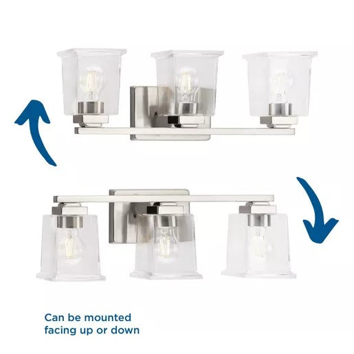 Progress Lighting 94300379009 Gilmour 3 Light 60W Bath And Vanity Light Medium Base Brushed Nickel (P300379-009)