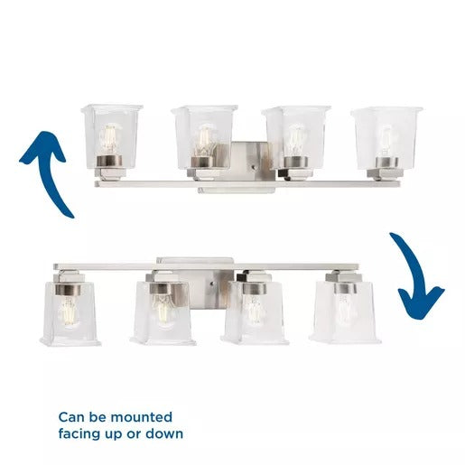 Progress Lighting 94300380009 Gilmour 4 Light 60W Bath And Vanity Light Medium Base Brushed Nickel (P300380-009)