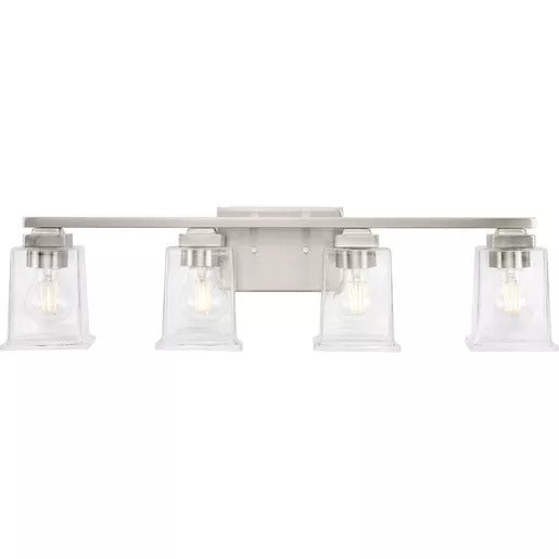 Progress Lighting 94300380009 Gilmour 4 Light 60W Bath And Vanity Light Medium Base Brushed Nickel (P300380-009)
