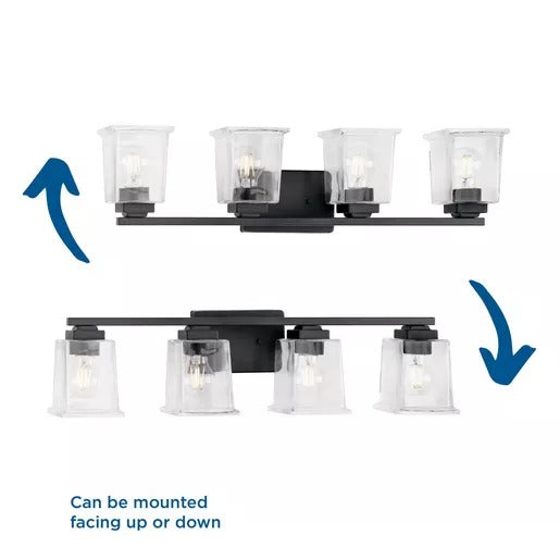 Progress Lighting 9430038031M Gilmour 4 Light 60W Bath And Vanity Light Medium Base Matte Black (P300380-31M)