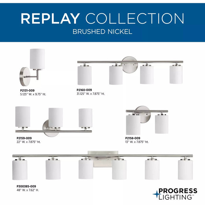 Progress Lighting 94300385009 Replay 6 Light 100W Bath And Vanity Light Medium Base Brushed Nickel (P300385-009)
