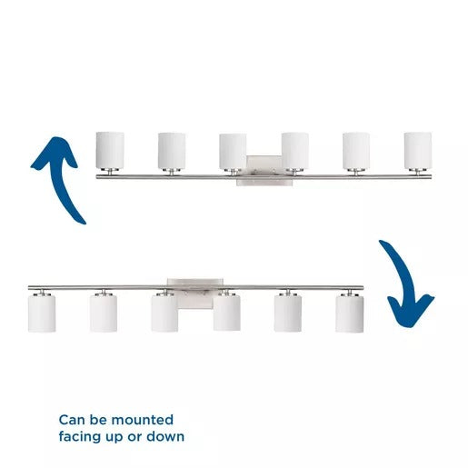 Progress Lighting 94300385009 Replay 6 Light 100W Bath And Vanity Light Medium Base Brushed Nickel (P300385-009)