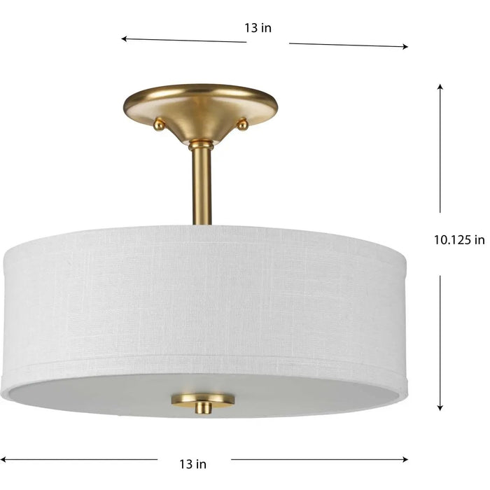 Progress Lighting 94350129012 Inspire 2 Light 75W Semi-Flush Mount Light Medium Base Satin Brass (P350129-012)