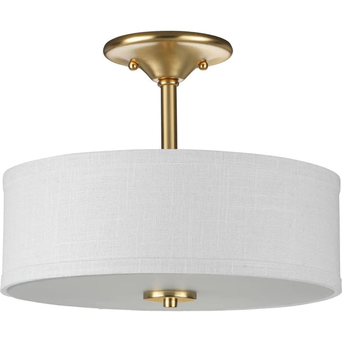 Progress Lighting 94350129012 Inspire 2 Light 75W Semi-Flush Mount Light Medium Base Satin Brass (P350129-012)