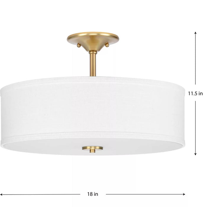 Progress Lighting 94350167012 Inspire 3 Light 60W Semi-Flush Mount Light Medium Base Satin Brass (P350167-012)