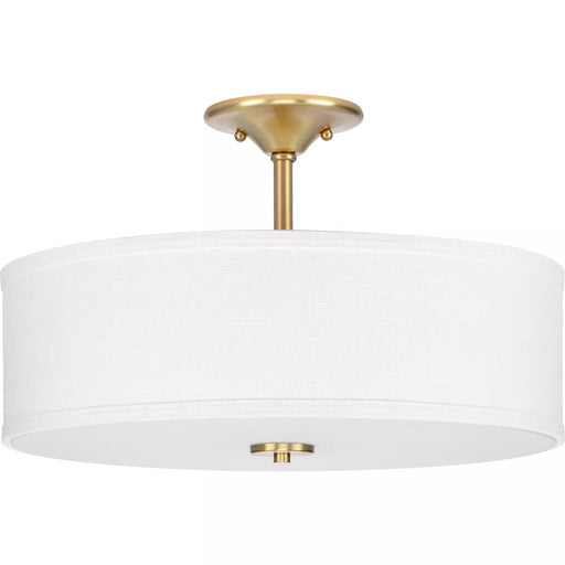 Progress Lighting 94350167012 Inspire 3 Light 60W Semi-Flush Mount Light Medium Base Satin Brass (P350167-012)