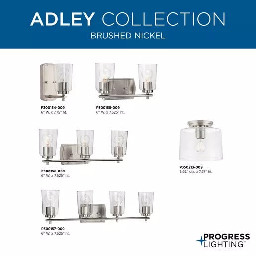 Progress Lighting 94350213009 Adley 1 Light 60W Flush Mount Light Medium Base Brushed Nickel (P350213-009)