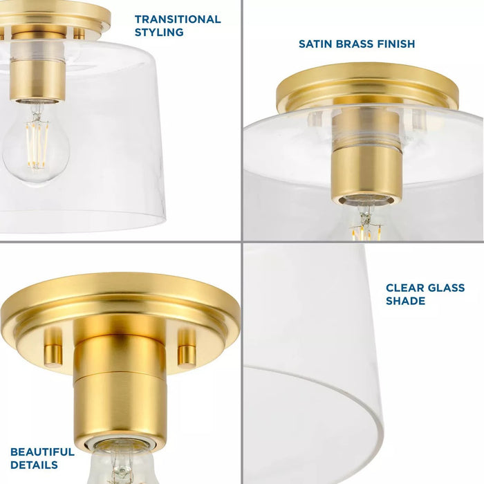 Progress Lighting 94350213012 Adley 1 Light 60W Flush Mount Light Medium Base Satin Brass (P350213-012)