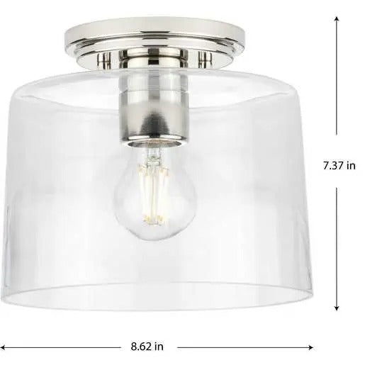 Progress Lighting 94350213104 Adley 1 Light 60W Flush Mount Light Medium Base Polished Nickel (P350213-104)