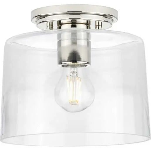 Progress Lighting 94350213104 Adley 1 Light 60W Flush Mount Light Medium Base Polished Nickel (P350213-104)