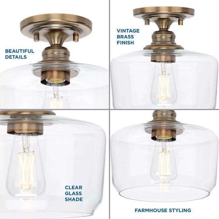 Progress Lighting 94350214163 Aiken 1 Light 60W Flush Mount Light Medium Base Vintage Brass (P350214-163)