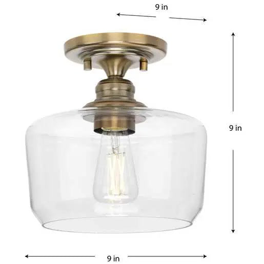 Progress Lighting 94350214163 Aiken 1 Light 60W Flush Mount Light Medium Base Vintage Brass (P350214-163)