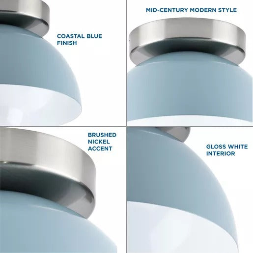 Progress Lighting 94350217164 Eva 1 Light 60W Flush Mount Light Medium Base Coastal Blue (P350217-164)